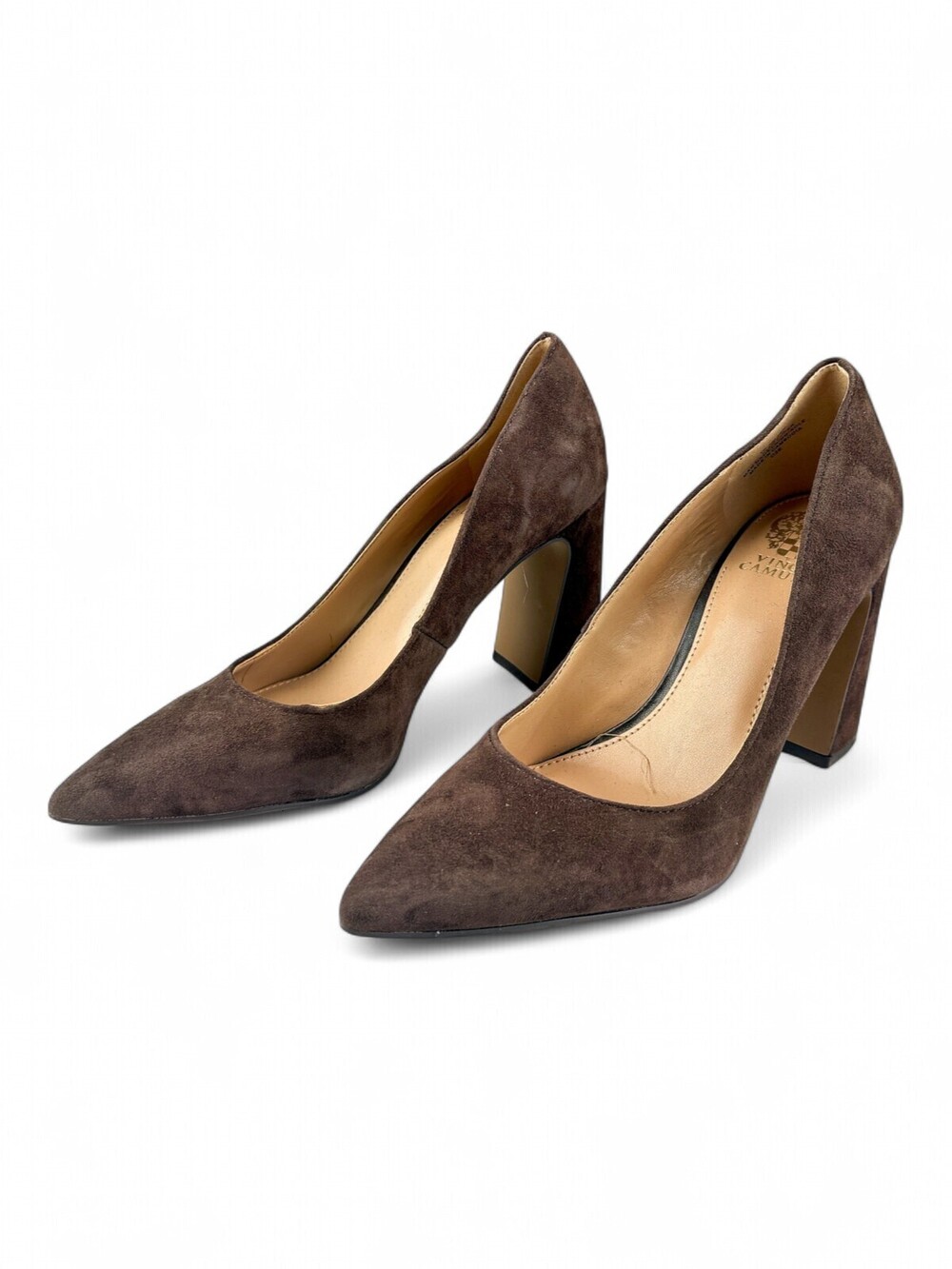 Vince Camuto Suede Pointed-Toe Block Heel Pumps Sz 7
